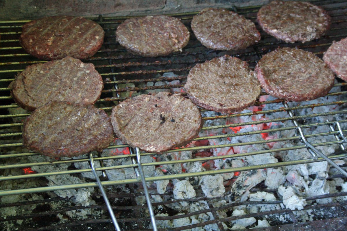 Burgers cooking on the BBQ